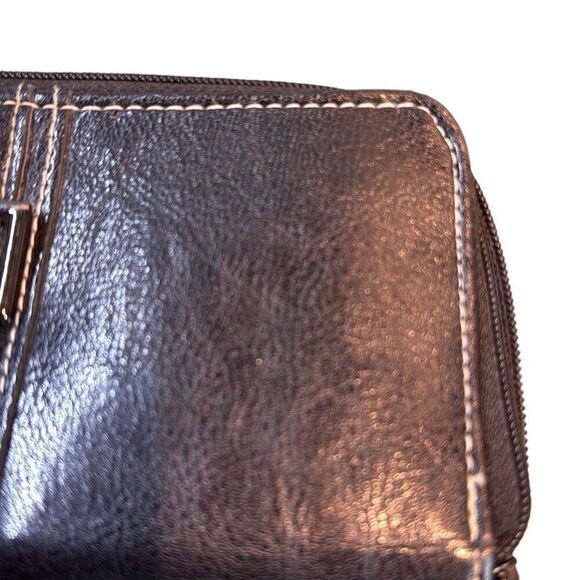 Women's black Credit Card Holder Leather Buckle Zip Around Clutch Wallet - Picture 6 of 10